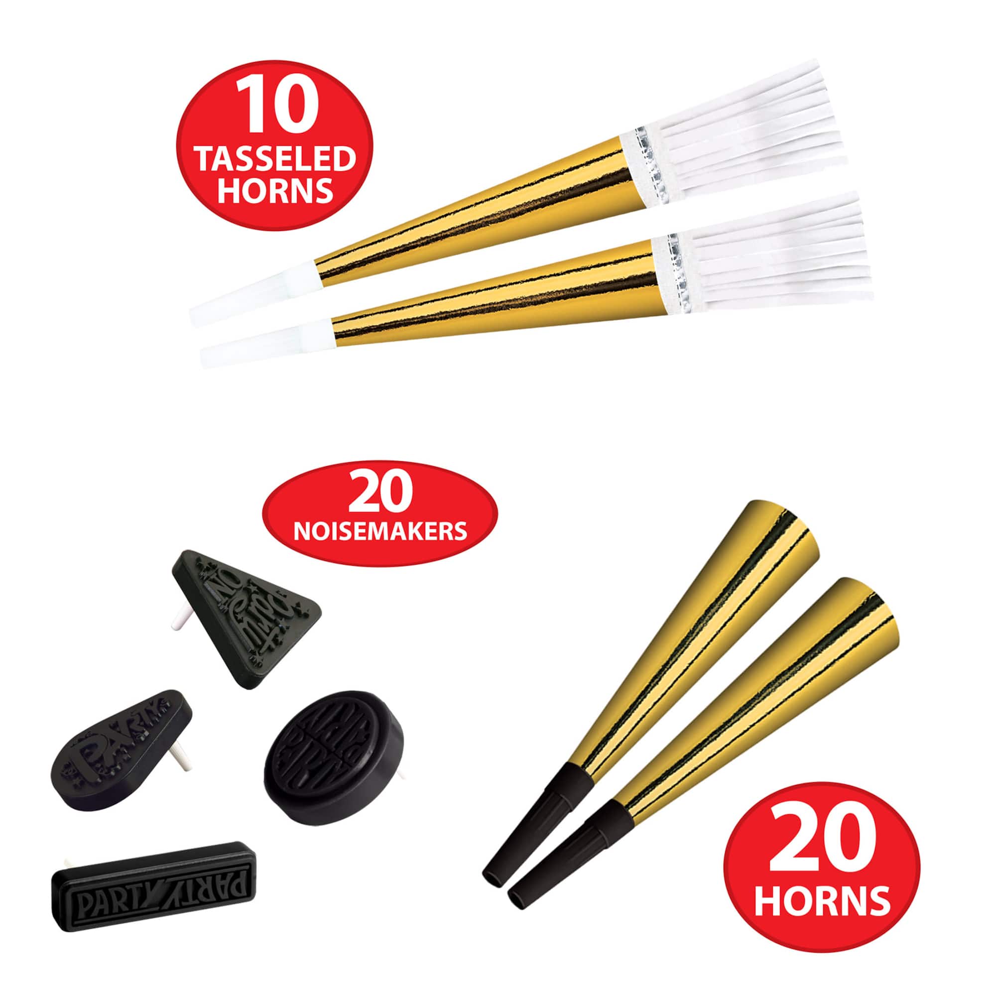 Beistle Gold, Black & White New Year Grand Deluxe Party Favor Kit for 50